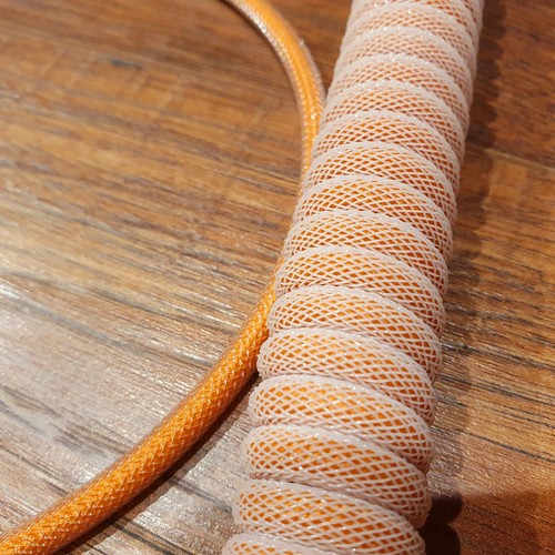 Custom Coiled Aviator USB Type-C Cable for USB Mechanical Keyboard (Orange) - Picture 3 of 7