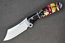 Busse Custom Trustee Warden .17” Satin INFI, Black G10 G-rexed Pine Wood Handle