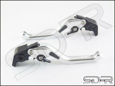 2004 - 2009 Yamaha MT-01 Carbon Fiber inlay Short SDR Adjustable Levers Silver