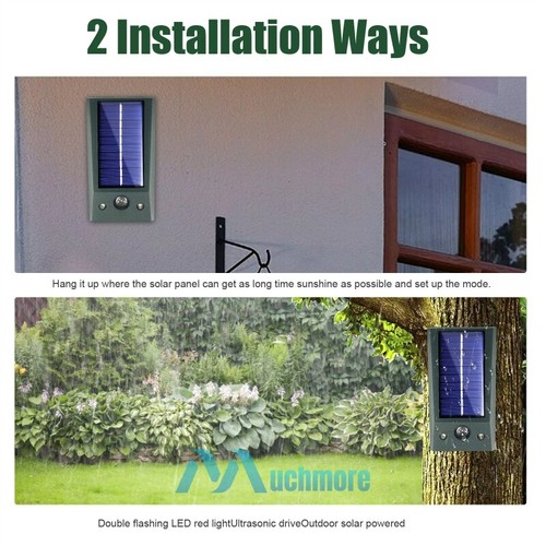 2x Ultrasonic Solar Animal Repeller 5 Modes w/ Motion Sensor Flashing Light Yard - Picture 42 of 43