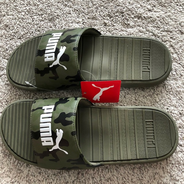 Puma Cool Cat Camo Men's Slides Size 10 Olive & White Slippers Sandals NWT! | eBay
