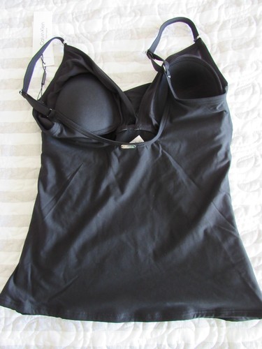Tummy-Control Size Small Tankini Swim Top Calvin Klein Side Ruched Black Stretch - Picture 7 of 9