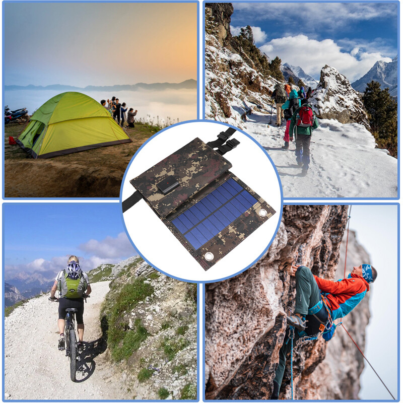 80W USB Solar Panel Kit Folding Power Bank Camping Hiking Phone Charger w/ Torch