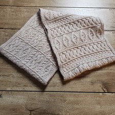 ARAN CRAFTS Eternity Scarf Unisex One Size Beige 100 Marino Wool Cable Knit NEW