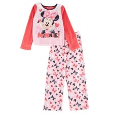 Disney Minnie Mouse Bow Pajama Set Pink size 8 PJ Long Sleeve Top  Long Pants