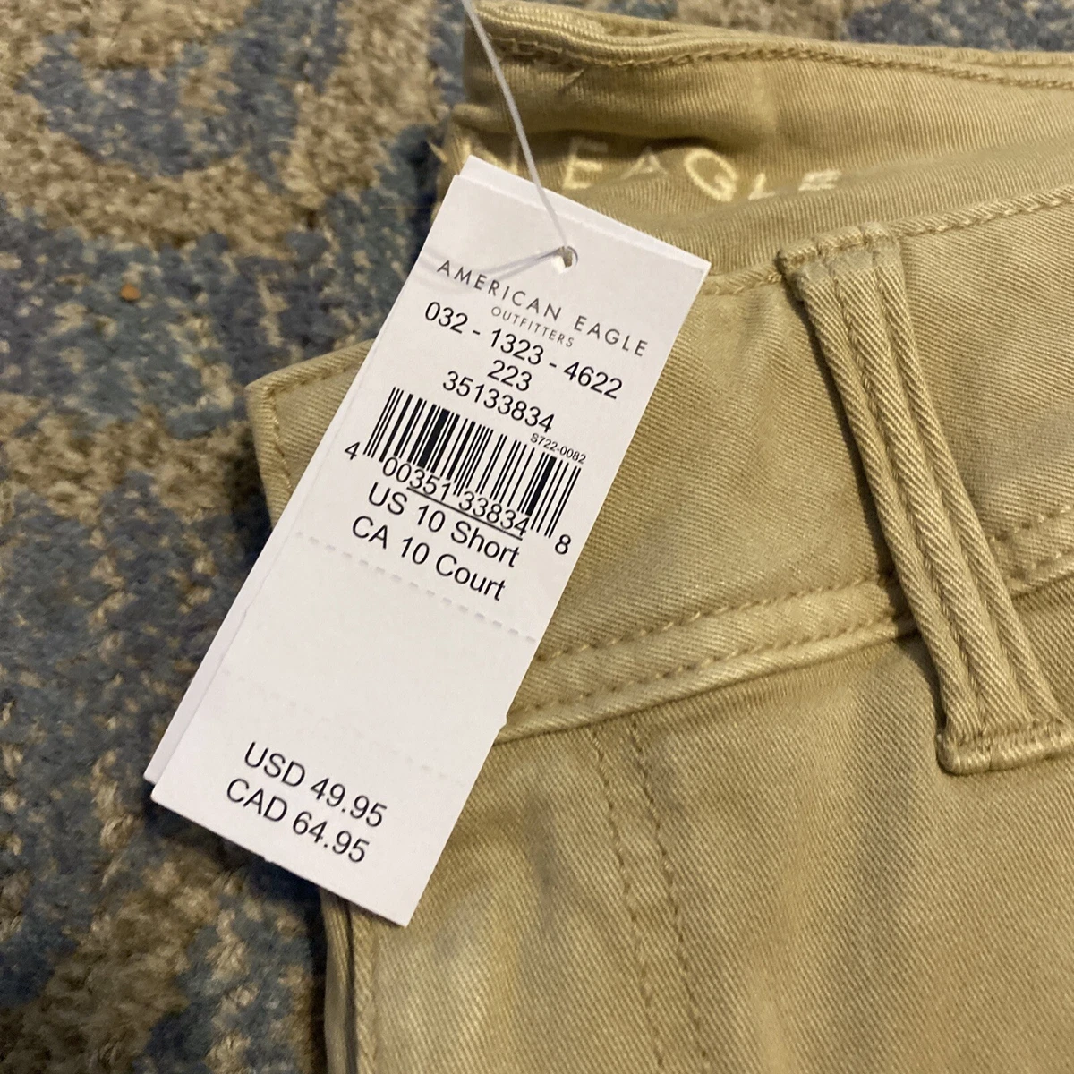 American Eagle Womens 10 Short Beige Khaki Kick Boot Stretch Pants Casual  NEW