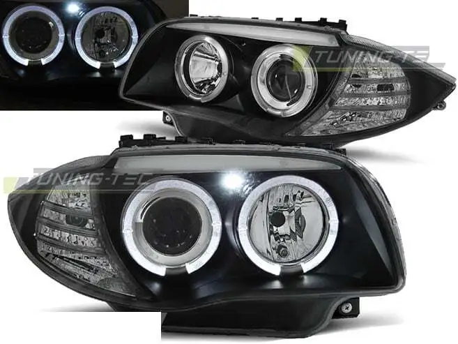 Headlights for BMW 1 Series E87 E81 Angel Eyes Black Free Ship U | eBay