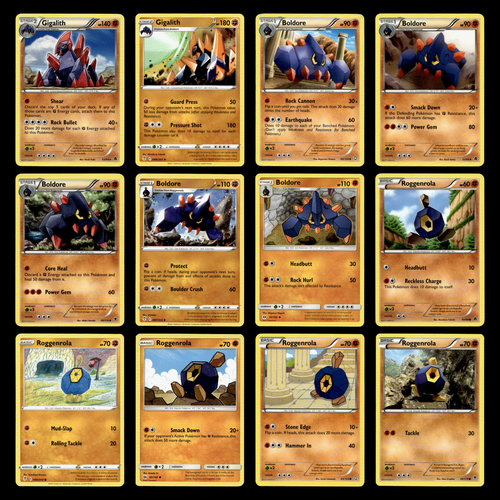 12x Gigalith Lot Boldore Roggenrola 53 Black White Emerging Powers Pokemon Cards