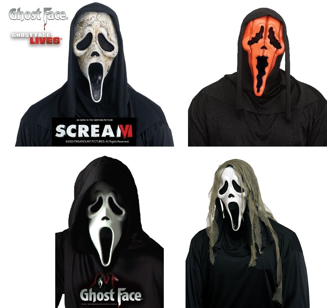 LOOPES Ghostface Masker LH202307051 Halloween horrorfilm, griezelmasker, cosplay, geest, latex, volwassenen, geest-gezichtsmasker, kostuumaccessoires voor carnaval, party, LH202307051