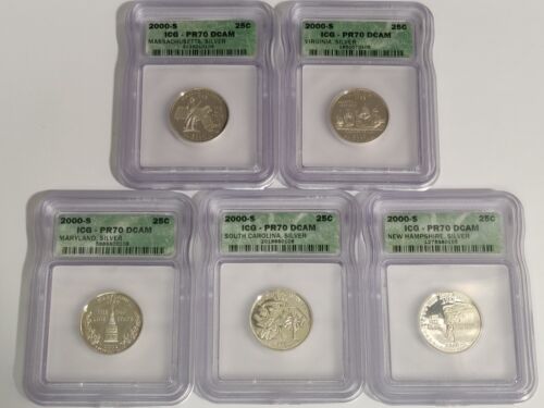 2000-S PROOF SILVER STATE QUARTERS SET ICG PR 70 DCAM - Picture 1 of 2