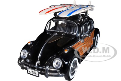 未使用❗1/24 MOTOR MAX VOLKSWAGEN サーフ 1966 VOLKSWAGEN BEETLE BLACK W/ SURFBOARDS 1/24 DIECAST MODEL CAR
