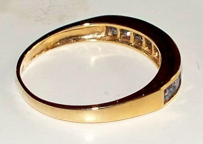 NUEVO DE COLECCIÓN Anillo Alianza de Boda para Mujer 14KYG Ceilán Zafiro Azul Claro Talla 8 – G3 Foto 4 de 4