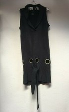 Y London Women Medium Shawl Collar Rib Knit Pullover Sweater Dress Black Grommet