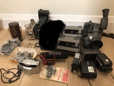 Vintage Camera Lot Accessories Flash Filter Rode Mic Cables Polaroid Kodak Hi8