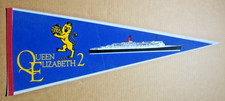 Queen Elizabeth 2 Cunnard Lines Souvenir Felt  30" Pennant FREE SHIPPING
