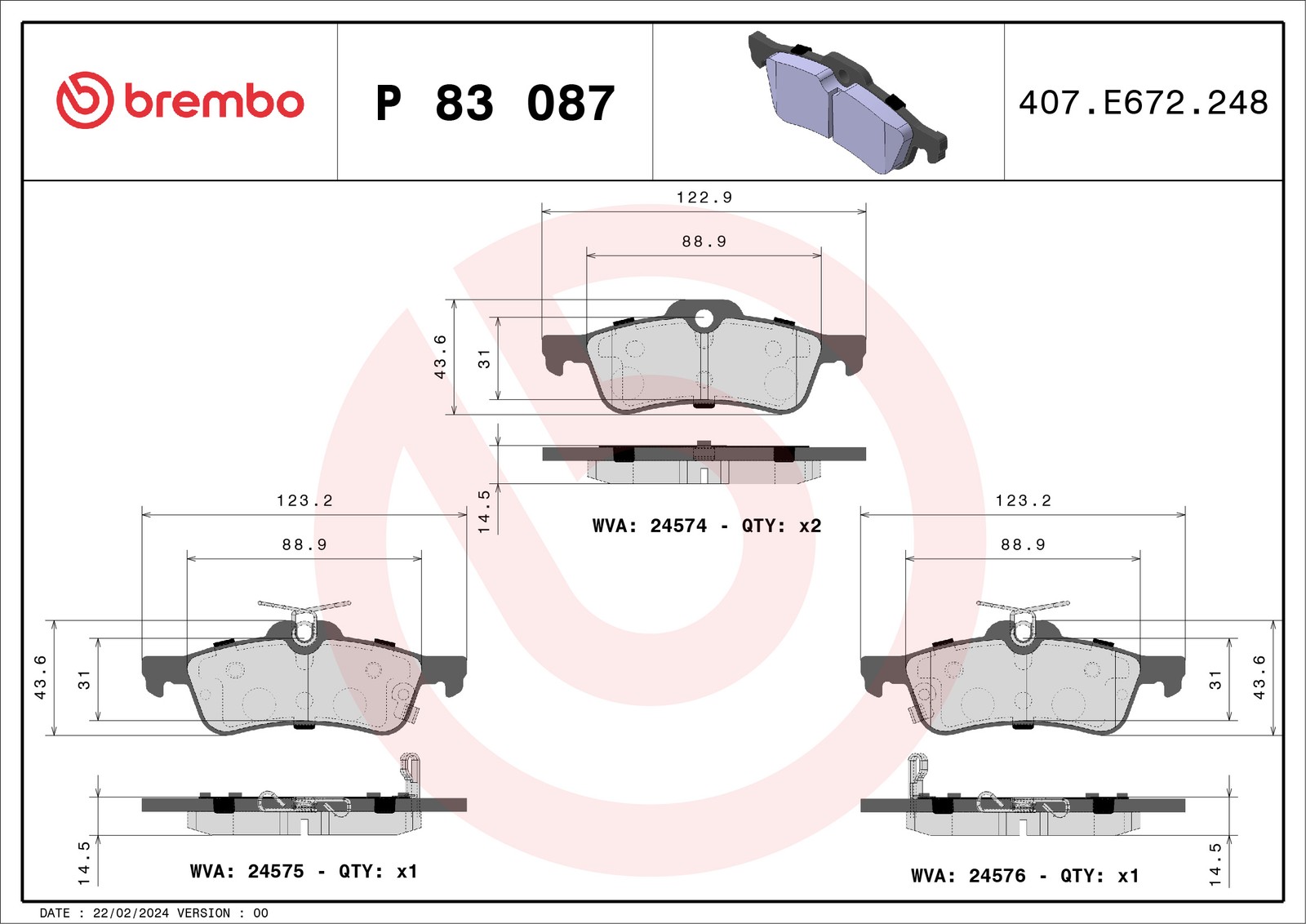 Fits BREMBO KLOCKI SZCZEKI CYLINDERKI P 83 087 BRAKE PADS REAR TOYOTA YARIS 06- - Image 20