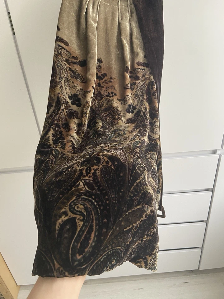 Vestido forrado ETRO Itália viscose/veludo de seda "Paisley" tamanho: 40 com cinto - Imagem 4 de 4