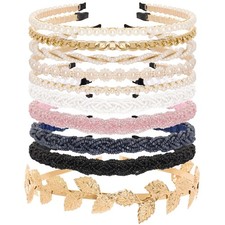 10Pcs Pearl Headbands Beaded Headband Metal Sparkly Crystal Artificial Pearl ...