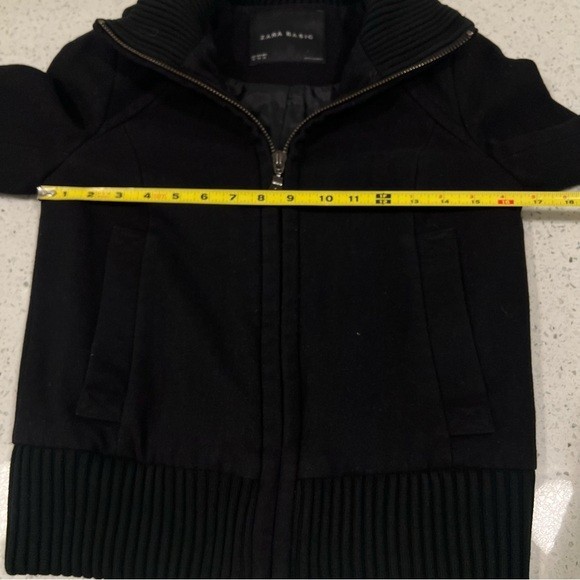 ZARA BASIC Wool Blend Zip Black Bomber Jacket w R… - image 11