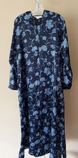 VTG Oscar de la Renta Neiman Marcus Kaftan House Dress Blue Floral Zip XL Maxi