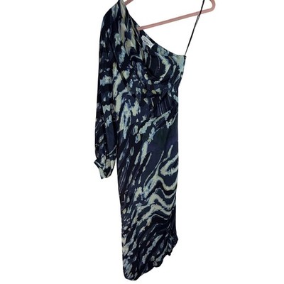 Stockholm Atelier & Other Stories MAXI DRESS Womens 4 Blue Abstract one shoulder
