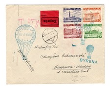 Q791 Poland 1938 Balloon Airmail - Special Flight Express Cover - Syrena -