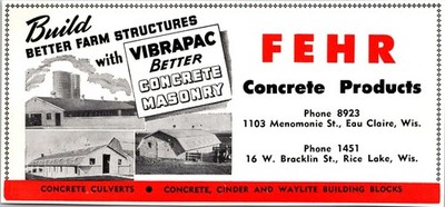 Fehr Concrete Products Better Farm Structures Eau Claire 1950 WI Ad TAK2-4