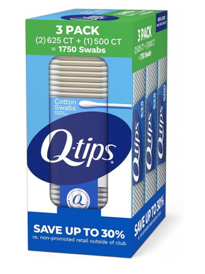 Q- Tips Cotton Swabs 1750 Count (3 Pack) ! Bulk Value Pack ! 100% Cotton