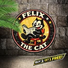 Felix Cat Vintage 8x8 Round Tin Metal Sign 2D Flat Bedroom Wall Art Plaque