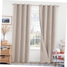 100 Blackout Curtains for Bedroom 52x84 Inch 52"W x 84"L Pack of 2 Natural