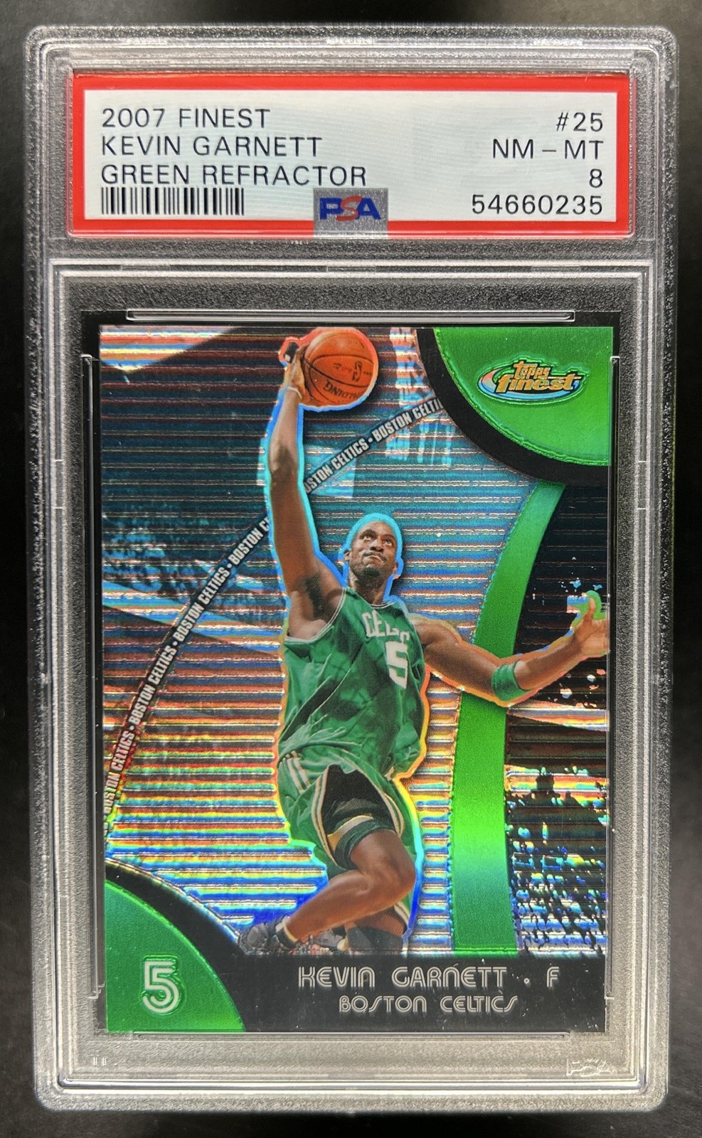 2007-08 Topps Finest Kevin Garnett Refractor Green #/149 Celtics PSA 8