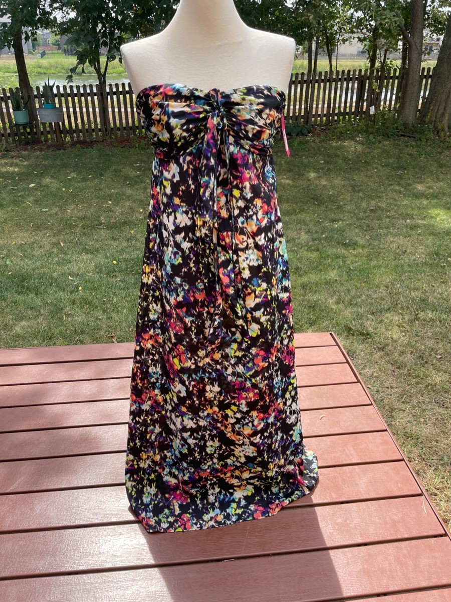Xhilaration Womens Strapless Maxi Dress Size L Multicolor