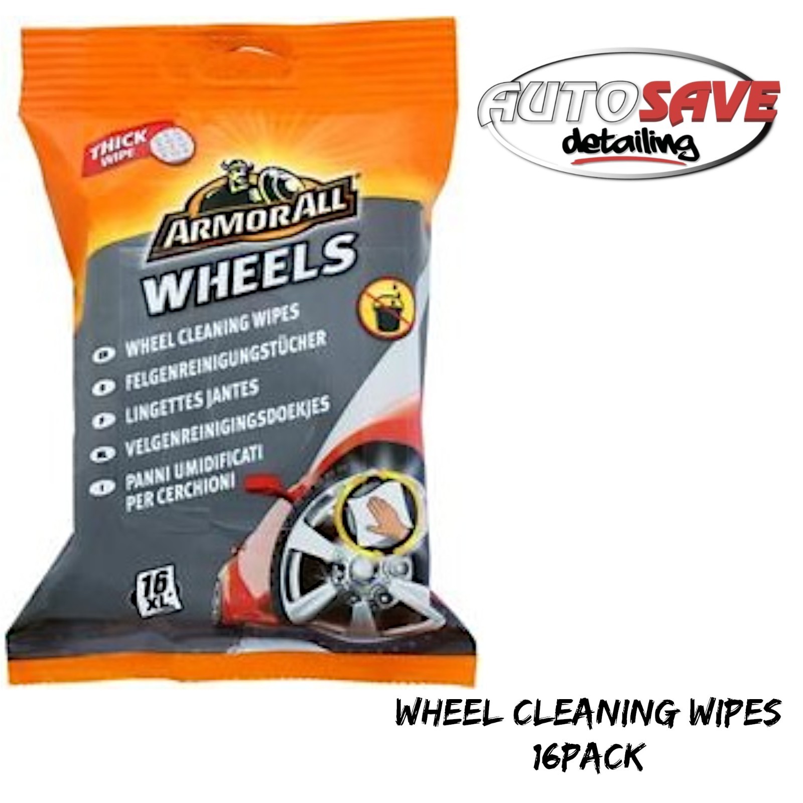 Armorall - Wheel Cleaning Wipes |16 Pack |Easy, Convenient, Waterless