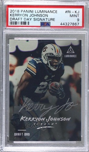 2018 Panini Luminance Silver Kerryon Johnson PSA 9 MINT Rookie Auto RC 01bj