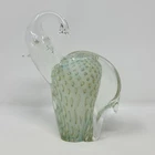 Murano Art Glass Elephant Figurine Hand Blown Gold Flecks Bubble Vintage