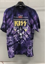 Lee Kiss Purple Tie Dye Graphic Band T Shirt Convention Short Sleeve Shirt XL