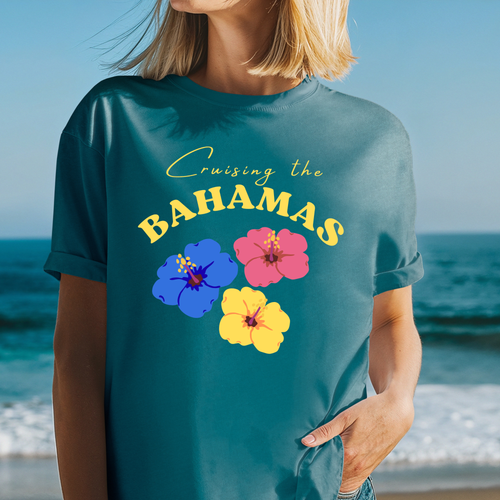 Bahamas Hibiskus Blumen T-Shirt | Karibik Urlaub Tee, Segeln und Kreuzfahrt - Bild 11 von 13
