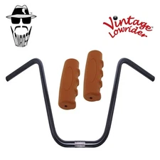 Original Lowrider 13" 22.2 D Handlebar Black 0214 120mm Grips Solid/Brown