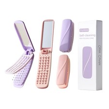 4 Pcs Foldable Travel Hair Brush, Compact and Lightweight with Mirror, Self