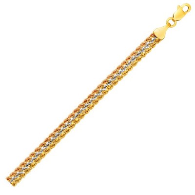 10k Tri-Toned Gold Multi-Strang Seil Kette Armband (6,35 mm)