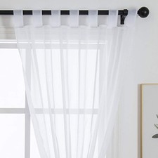 1 Panel Tab Top Sheer Drapery - Girls Room Sheer Voile Curtains - White 57 H ...