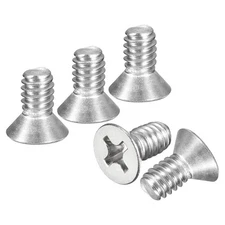 1/4"-20x3/8" Flat Head Machine Screws -60pcs -304 Stainless Steel -Silver