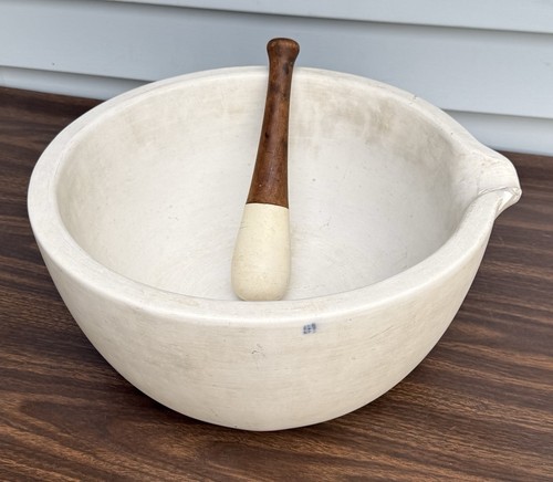 Huge COORS 12” Diameter Porcelain MORTAR and 9-1/2” Pestle-MORTAR WEIGHS 27 Lbs!
