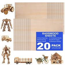 20Pack 12x12 x 1/8 Inch Basswood Sheets 3mm Thick for Crafts Unfinished Plywood