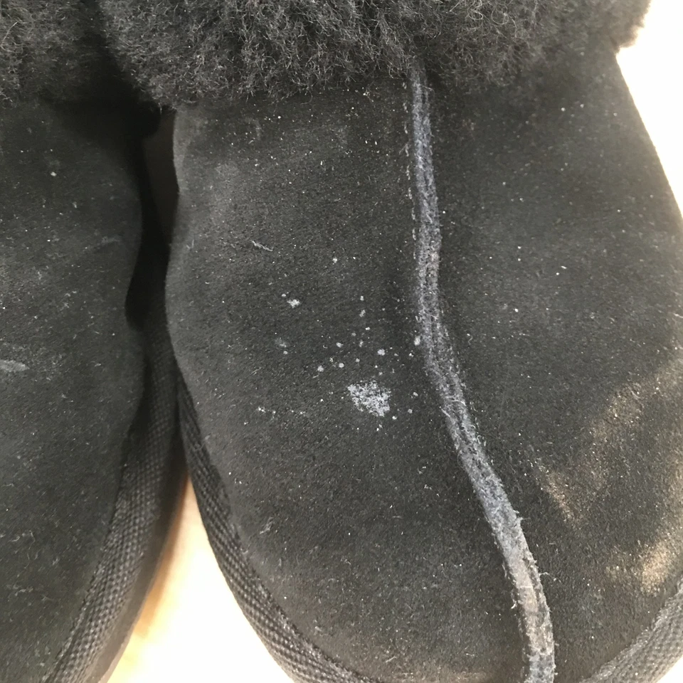 Zapatillas Lands End para mujer 8B mula piel de oveja sin cordones cómodas imitación piel gamuza negras Foto 3 de 4