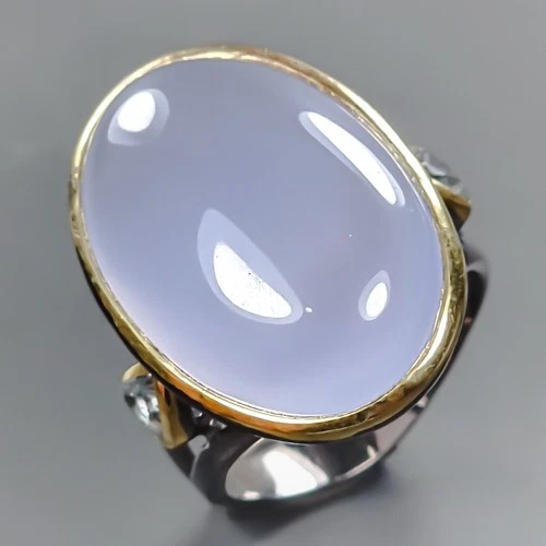 Vintage 30 ct Natural Chalcedony Ring 925 Sterling Silver Size 8 /R431610