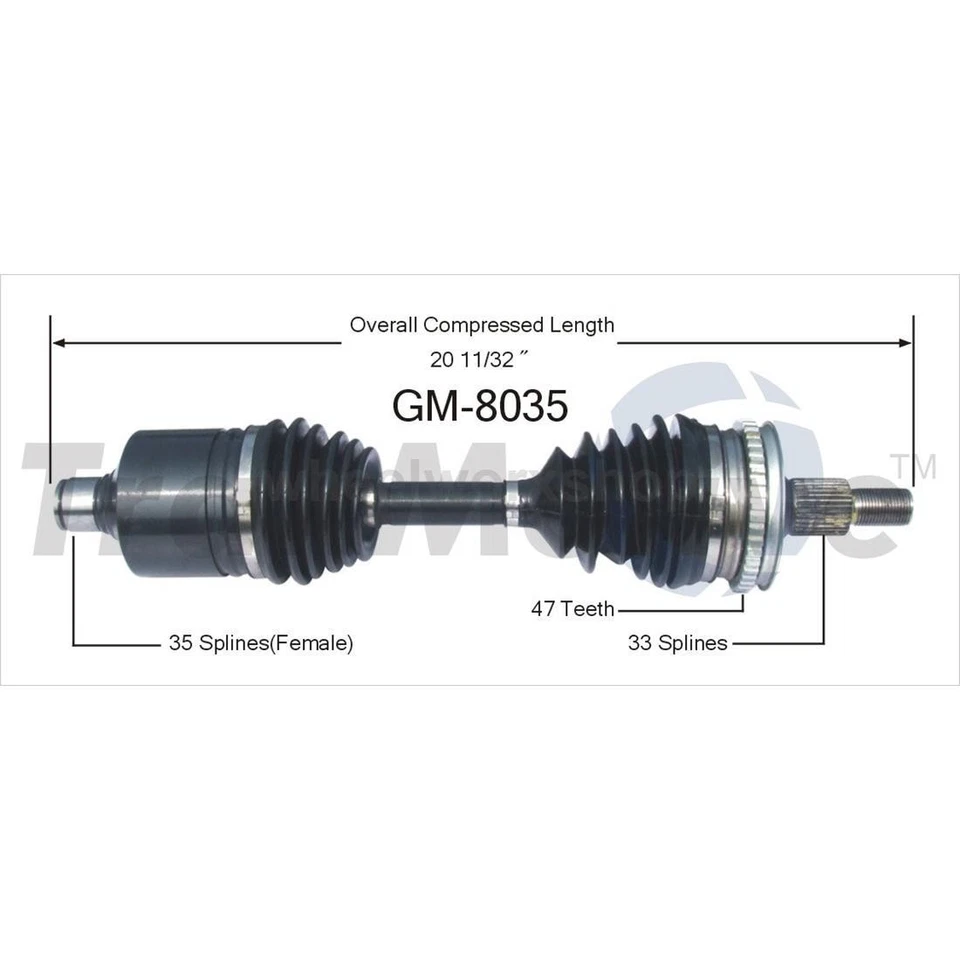 Front CV Axle Shaft CV Joint for Oldsmobile Cutlass Supreme 3.1L 1991 1992 - Image 2 of 2