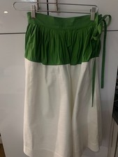 Marni Designer Green  White Cotton Skirt With Side Bow
