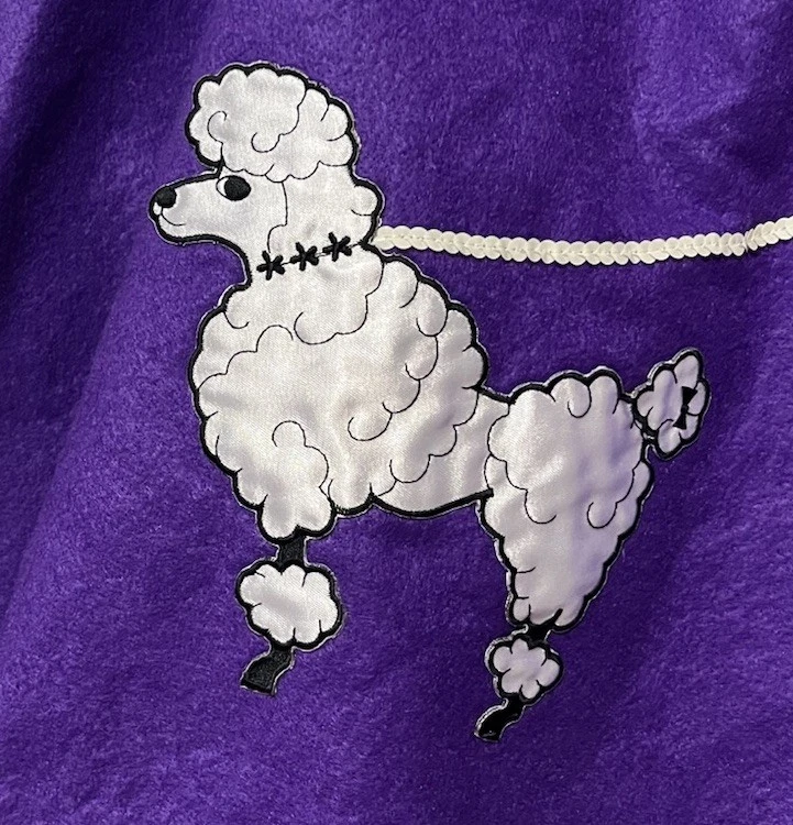 "Falda caniche púrpura Big Notes vintage talla XL longitud 24"" cintura elástica 38-50 fieltro" Foto 3 de 4