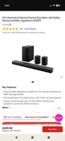 LG US70TR 5.1.1 Soundbar Subwoofer Rear Speakers Dolby Atmos